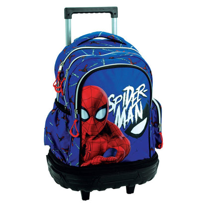 Spiderman Evergreen hochwertiger rollender Schulrucksack, 42 cm Schultasche mit Rollen für Kinder – 42 × 32 × 20 cm