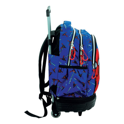 Spiderman Evergreen hochwertiger rollender Schulrucksack, 42 cm Schultasche mit Rollen für Kinder – 42 × 32 × 20 cm