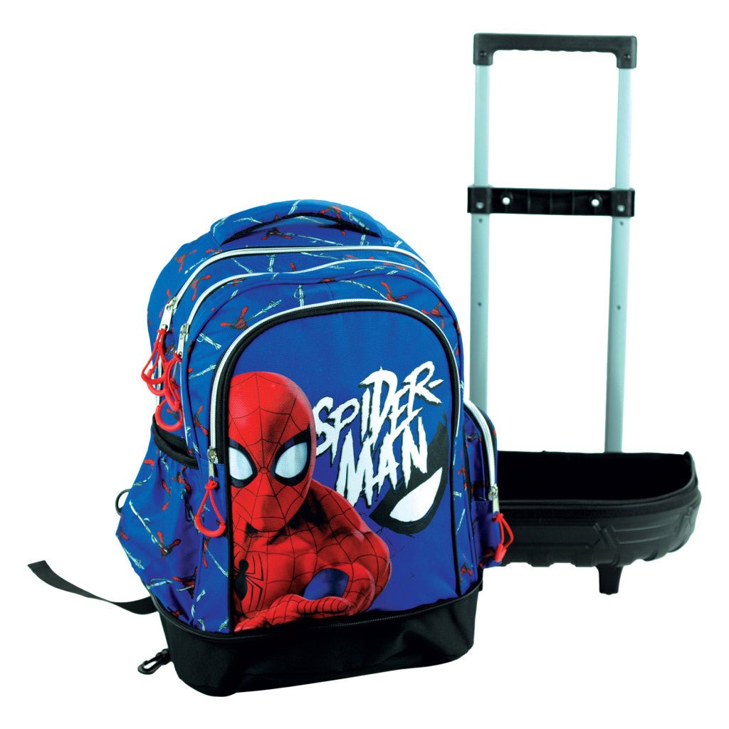 Spiderman Evergreen hochwertiger rollender Schulrucksack, 42 cm Schultasche mit Rollen für Kinder – 42 × 32 × 20 cm