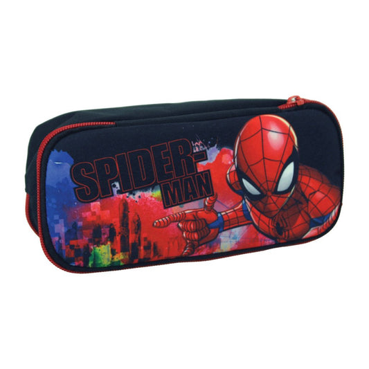 Spiderman Global mit 2 Fächern Federmäppchen für Kinder – 26 x 6 x 10 cm
