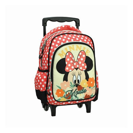 Disney Minnie Floral rollender Kindergartenrucksack für Kinder – 30 x 25 x 15 cm