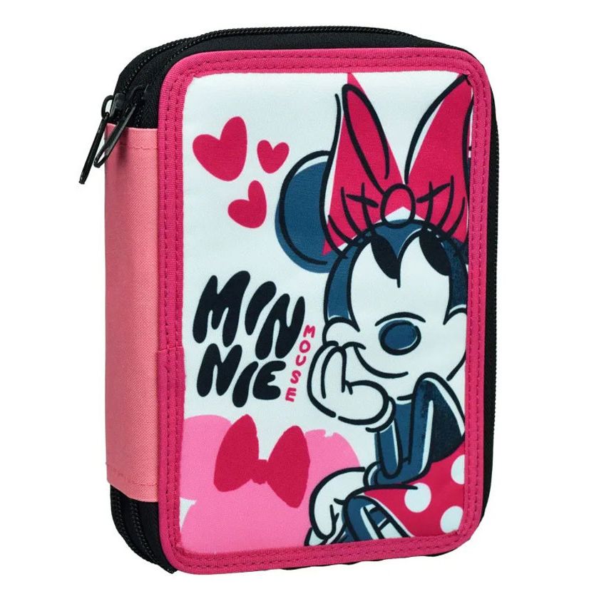 Disney Minnie Trousse d'école à 2 compartiments pour enfants – 13 x 20 x 7 cm