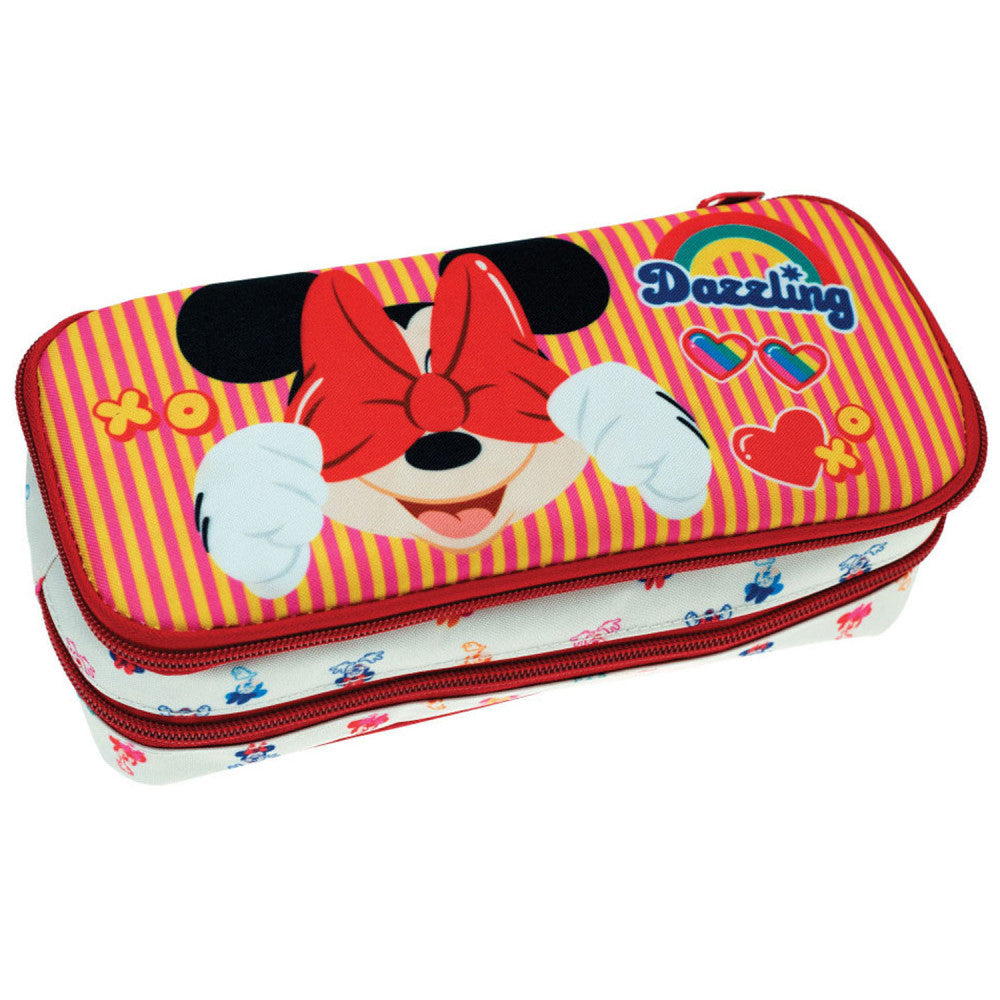 Disney Minnie Wink Trousse à crayons à 2 compartiments pour enfants – 26 x 6 x 10 cm