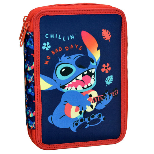 Disney Lilo and Stitch Chillin' , Double-Decker Pencil Case for Kids – 18 x 15 cm