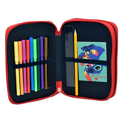 Trousse double compartiment Disney Lilo et Stitch Chillin' pour enfants – 18 x 15 cm