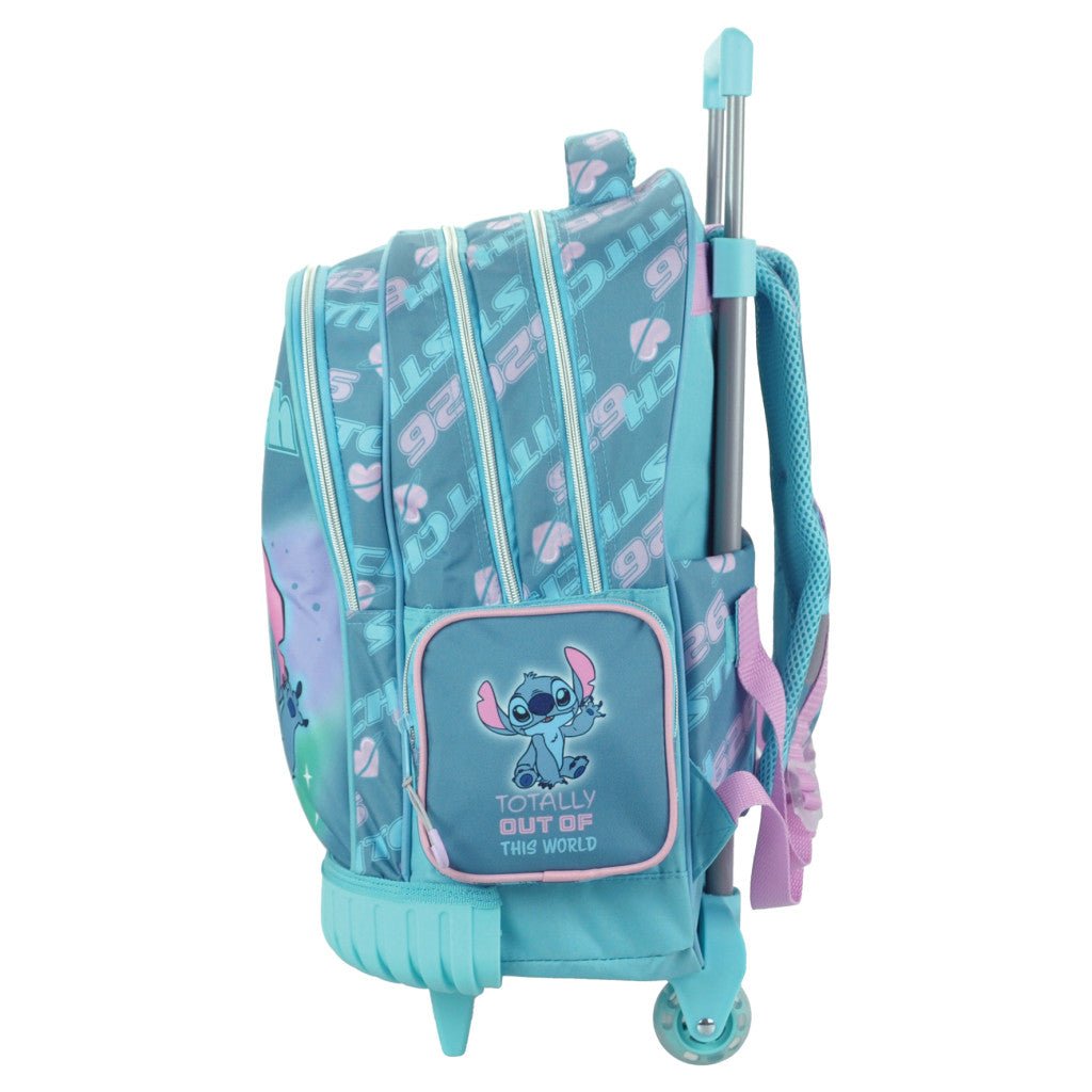 Disney Lilo und Stitch Brush It Out Premium Rollrucksack, 46 cm Schultasche mit Rollen für Kinder – 46 × 35 × 20 cm