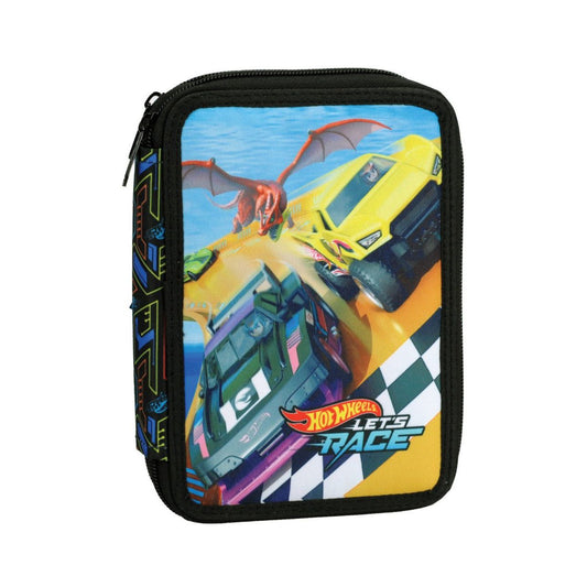 Hot Wheels Activate zweistöckiges Federmäppchen für Kinder – 13 x 20 x 7 cm