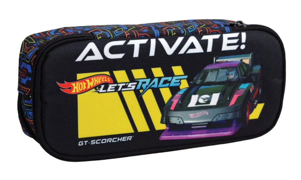 Hot Wheels Activate mit 2 Fächern Federmäppchen für Kinder – 26 x 6 x 10 cm