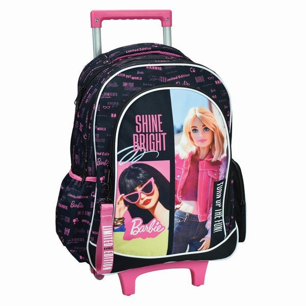 Barbie Shine Bright Rollrucksack, 46 cm Schultasche mit Rollen für Kinder – 46 × 35 × 20 cm