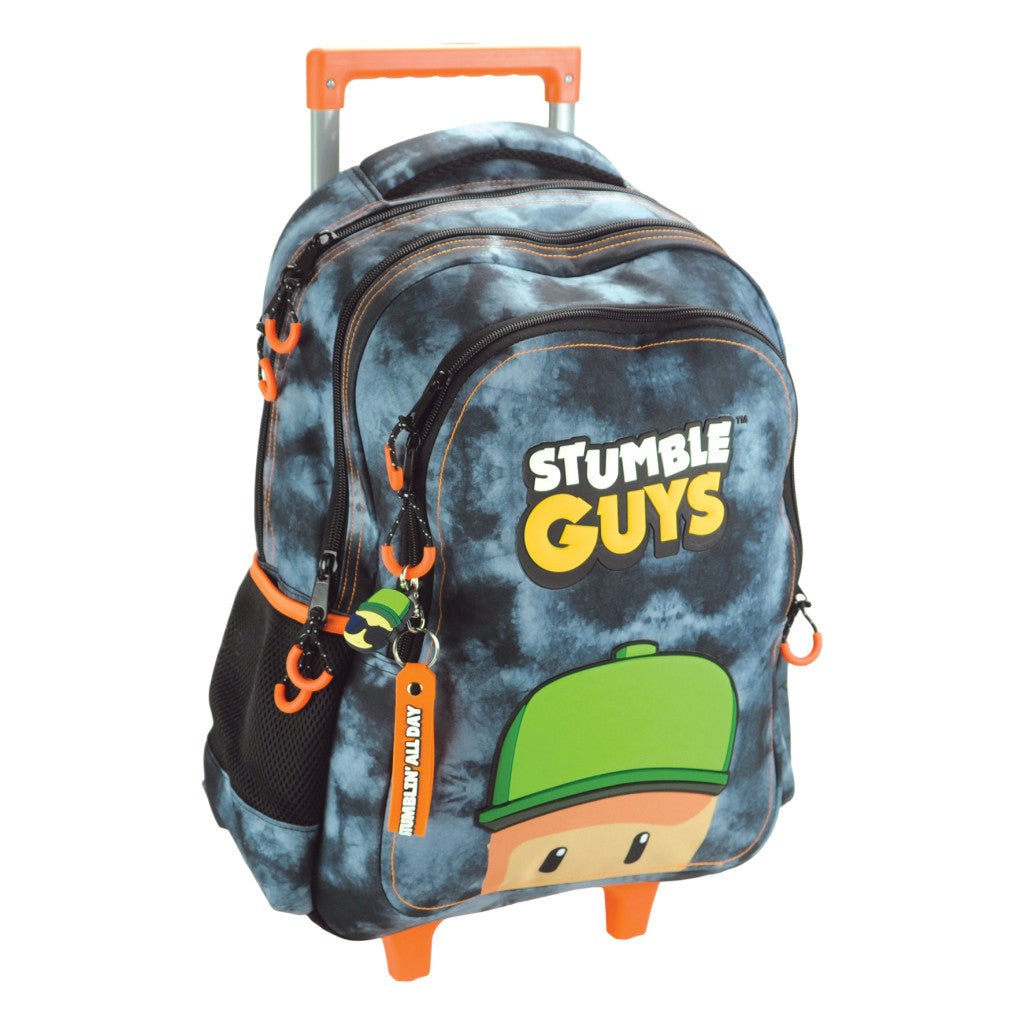 Stumble Guys Hat rollender , Tasche 46 cm Schultasche mit Rollen für Kinder – 46 × 35 × 20 cm