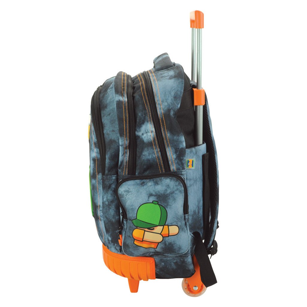 Stumble Guys Hat Premium Rollschulranzen, 42 cm Schultasche mit Rollen für Kinder – 42 × 32 × 20 cm