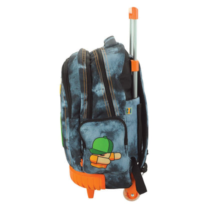 Stumble Guys Hat Premium Rollschulranzen, 42 cm Schultasche mit Rollen für Kinder – 42 × 32 × 20 cm