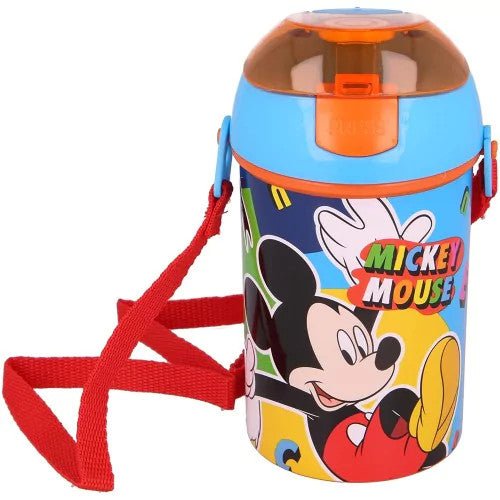 Disney Mickey Sport-Trinkflasche aus Kunststoff mit Strohhalm für Kinder – 450 ml
