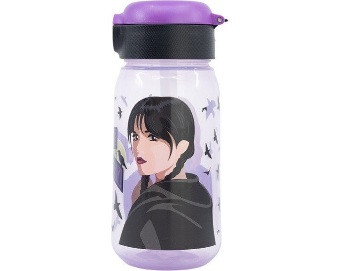 Wednesday Nevermore Academy Kunststoff-Trinkflasche mit Strohhalm für Kinder – 510 ml, BPA-frei