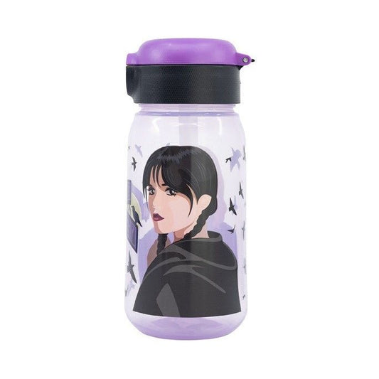 Wednesday Nevermore Academy Kunststoff-Trinkflasche mit Strohhalm für Kinder – 510 ml, BPA-frei