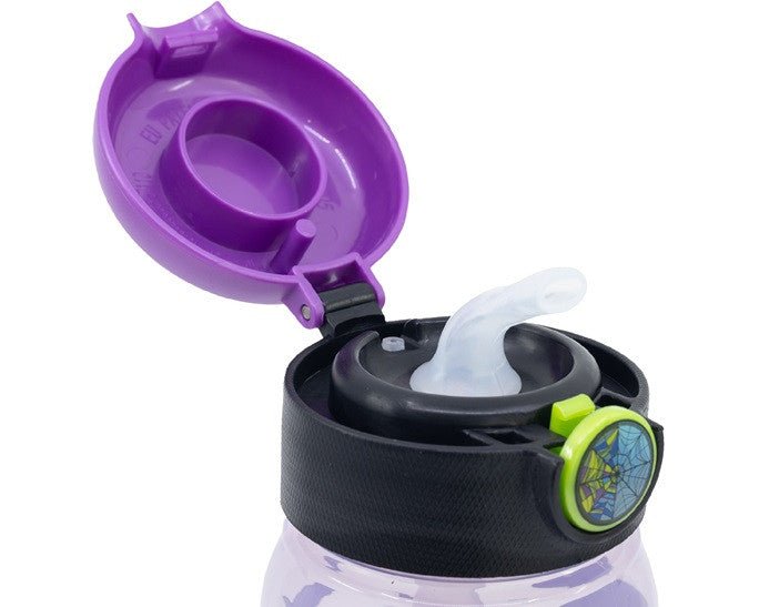 Wednesday Nevermore Academy Kunststoff-Trinkflasche mit Strohhalm für Kinder – 510 ml, BPA-frei