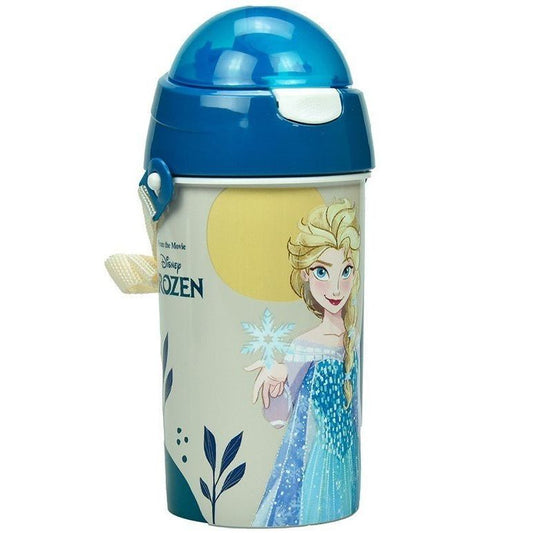 Disney Eiskönigin Together Sport-Trinkflasche aus Kunststoff mit Strohhalm für Kinder – 500 ml