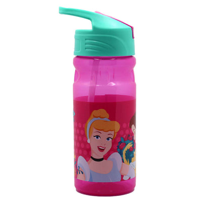 Disney Prinzessin Spring Kunststoff-Trinkflasche mit Strohhalm für Kinder – 500 ml, BPA-frei