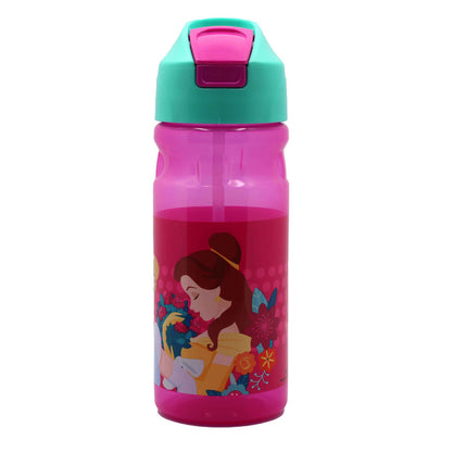 Disney Prinzessin Spring Kunststoff-Trinkflasche mit Strohhalm für Kinder – 500 ml, BPA-frei