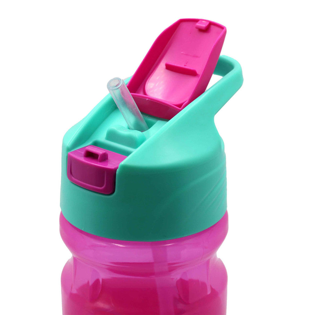 Disney Prinzessin Spring Kunststoff-Trinkflasche mit Strohhalm für Kinder – 500 ml, BPA-frei