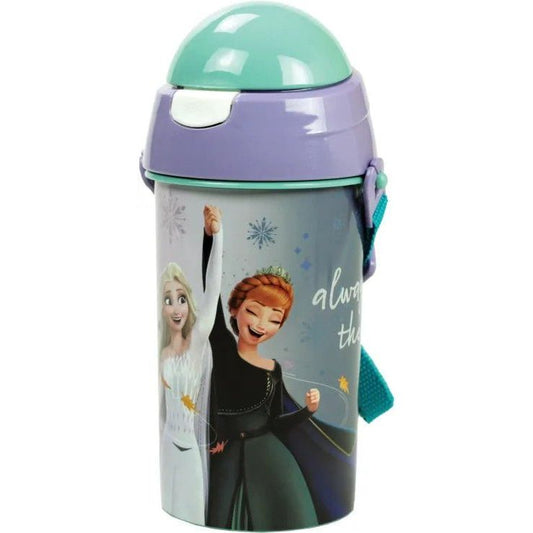 Disney Eiskönigin Idyllic Sport-Trinkflasche aus Kunststoff mit Strohhalm für Kinder – 500 ml