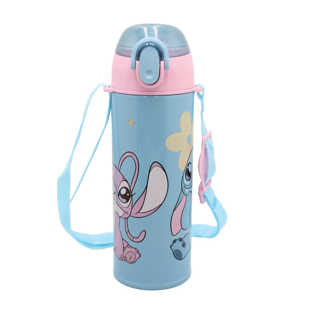 Disney Lilo und Stitch Universe Aluminium Thermo-Trinkflasche mit Strohhalm für Kinder – 450 ml