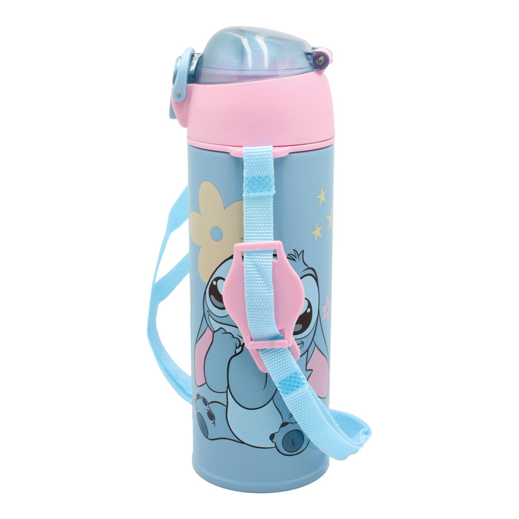 Disney Lilo und Stitch Universe Aluminium Thermo-Trinkflasche mit Strohhalm für Kinder – 450 ml