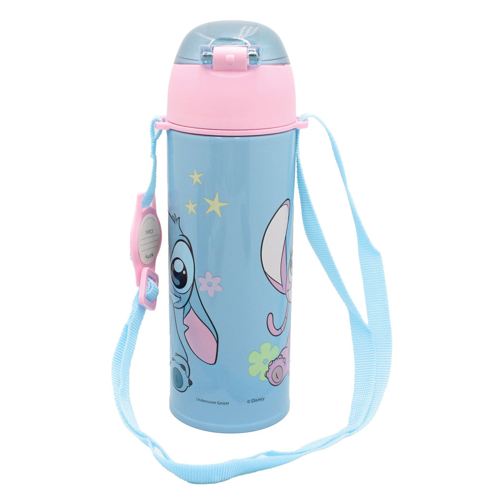 Disney Lilo und Stitch Universe Aluminium Thermo-Trinkflasche mit Strohhalm für Kinder – 450 ml