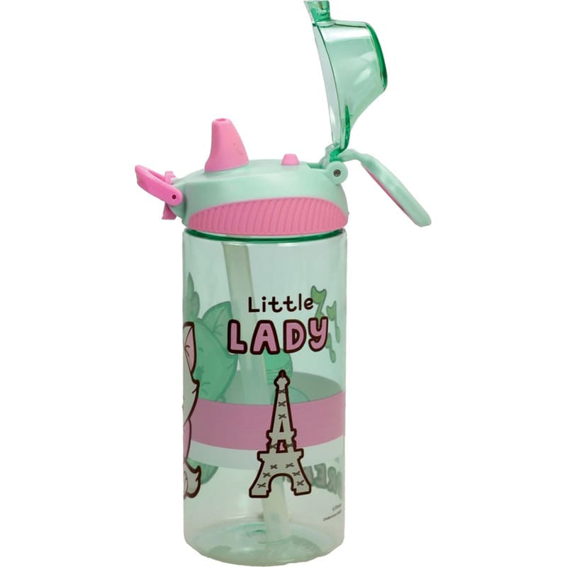 Disney Marie Little Lady Kunststoff-Trinkflasche mit Strohhalm für Kinder – 450 ml