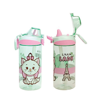 Disney Marie Little Lady Kunststoff-Trinkflasche mit Strohhalm für Kinder – 450 ml