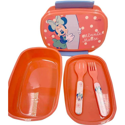 Disney Minnie Summer Brotdose mit Besteck für Kinder – 18 × 13 × 6,5 cm