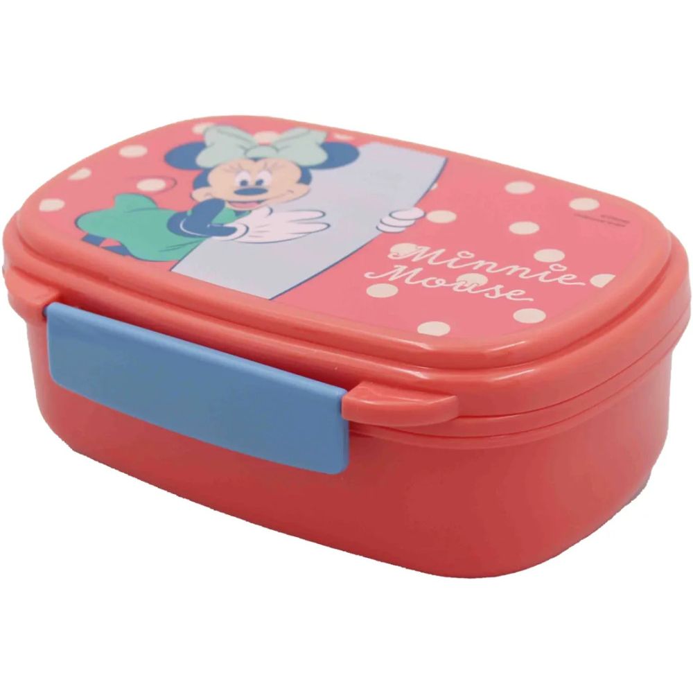 Disney Minnie Summer Brotdose mit Besteck für Kinder – 18 × 13 × 6,5 cm