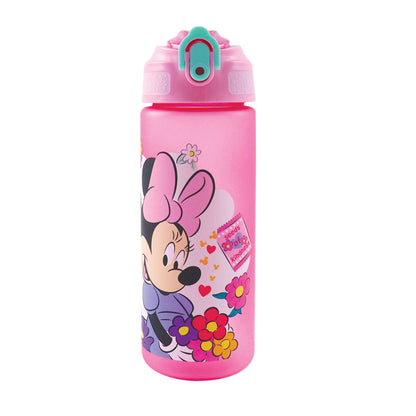 Disney Minnie Kindness , matt Kunststoff-Trinkflasche mit Strohhalm für Kinder – 600 ml, BPA-frei