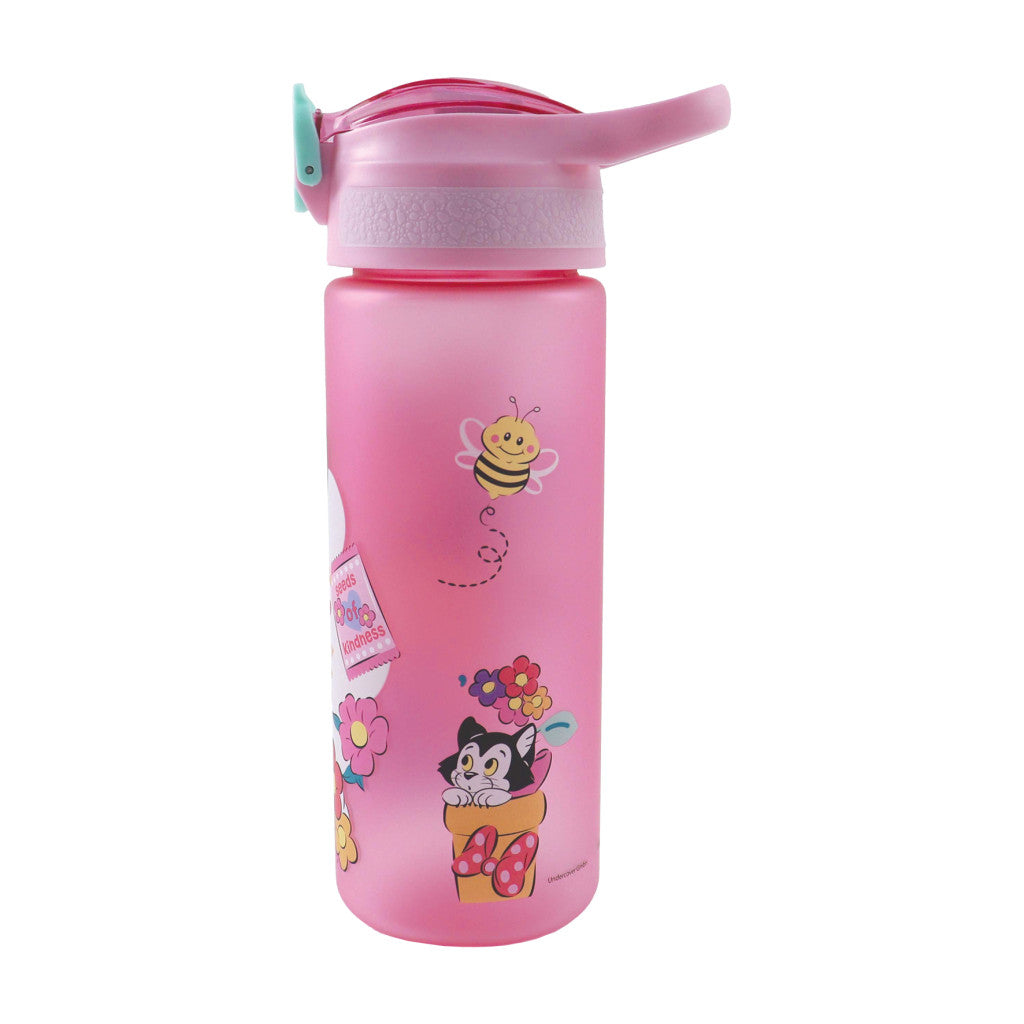 Disney Minnie Kindness , matt Kunststoff-Trinkflasche mit Strohhalm für Kinder – 600 ml, BPA-frei