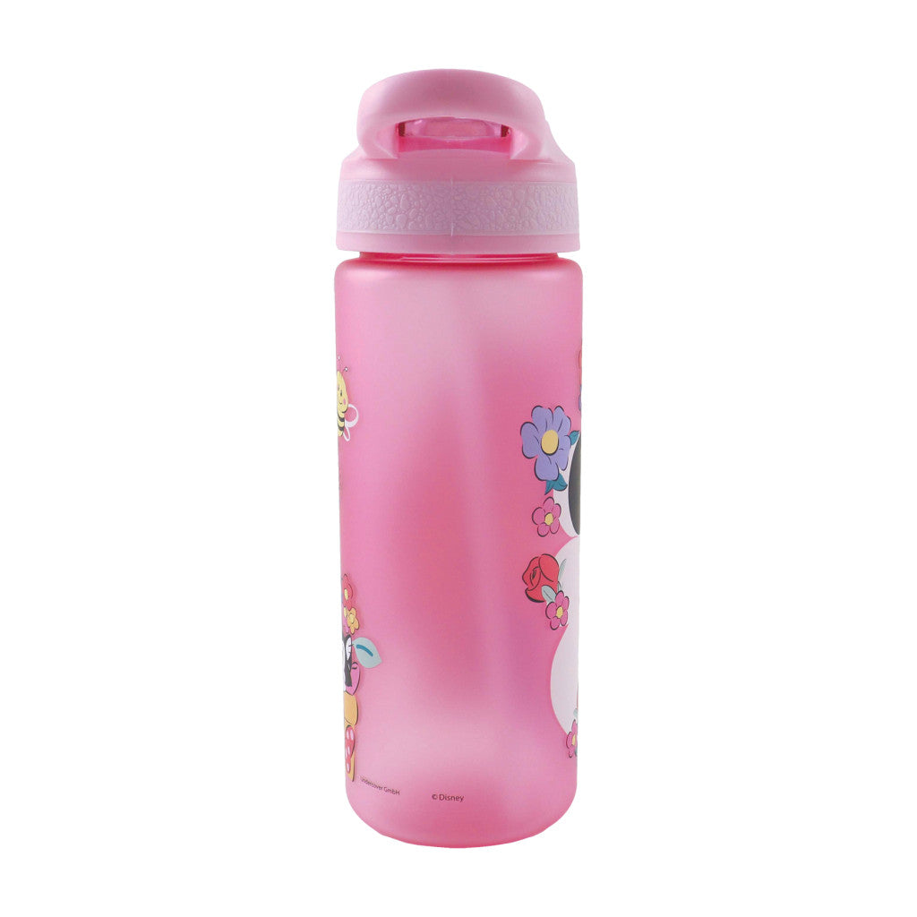 Disney Minnie Kindness , matt Kunststoff-Trinkflasche mit Strohhalm für Kinder – 600 ml, BPA-frei