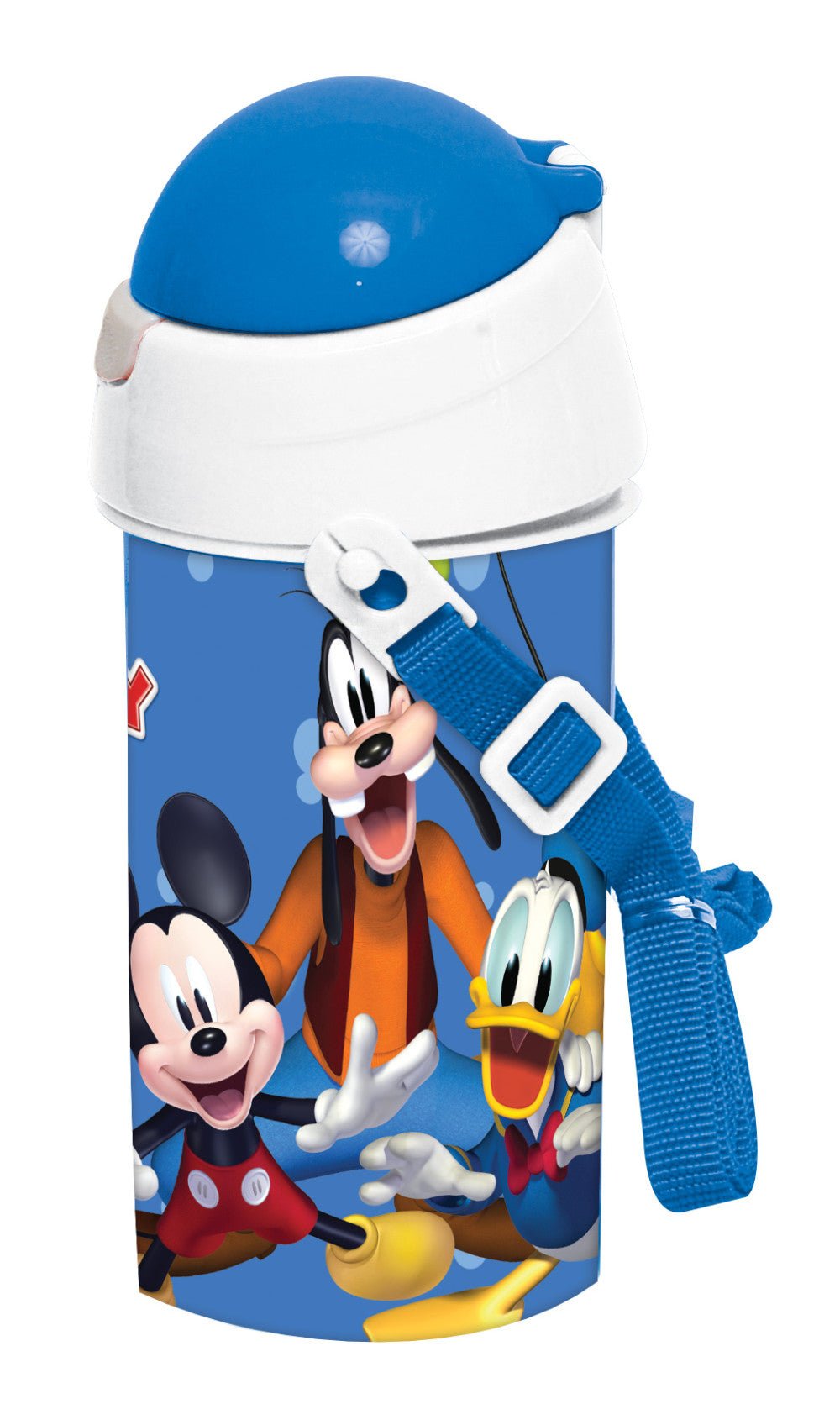 Disney Mickey Blue Sport-Trinkflasche aus Kunststoff mit Strohhalm für Kinder – 500 ml