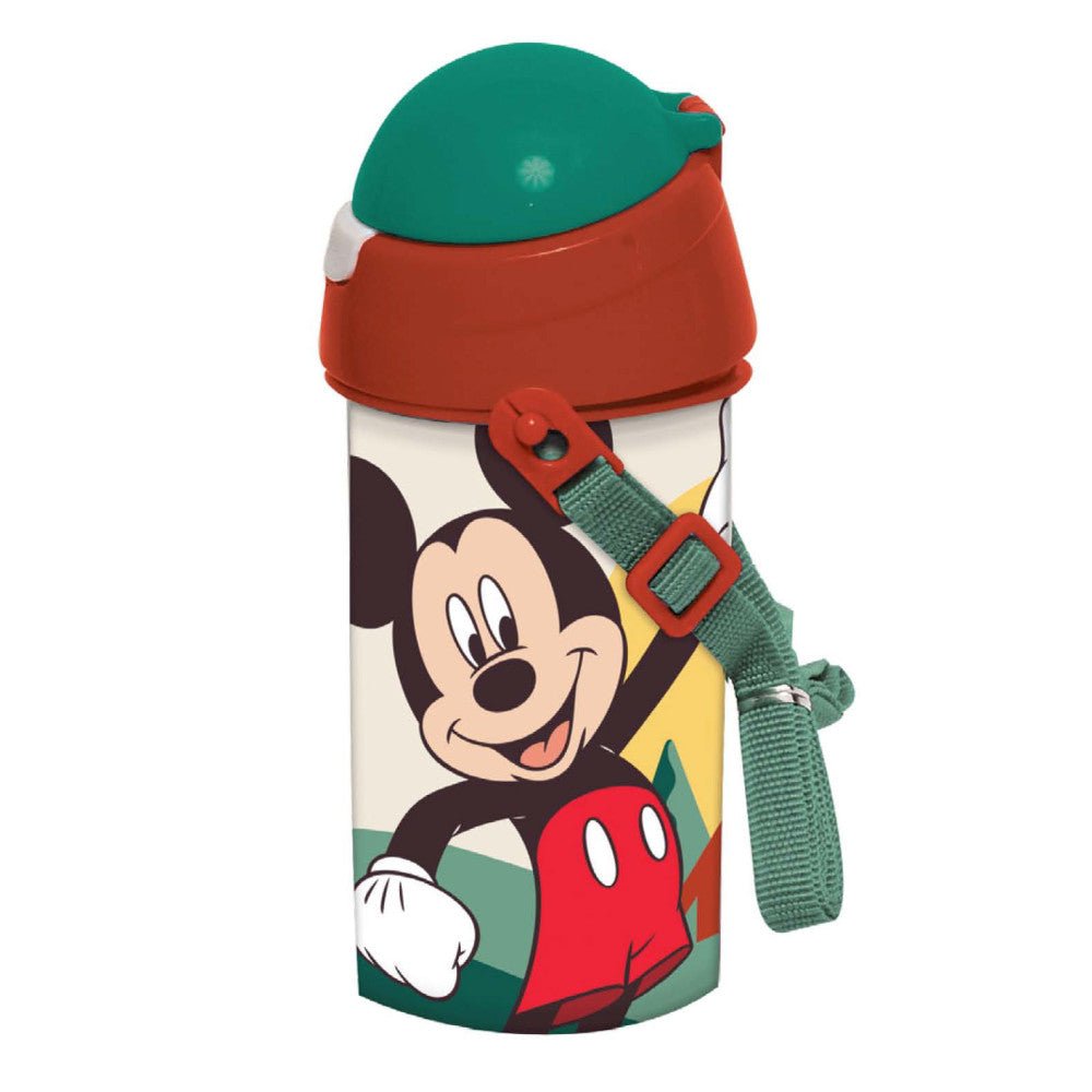 Disney Mickey Nature Sport-Trinkflasche aus Kunststoff mit Strohhalm für Kinder – 500 ml