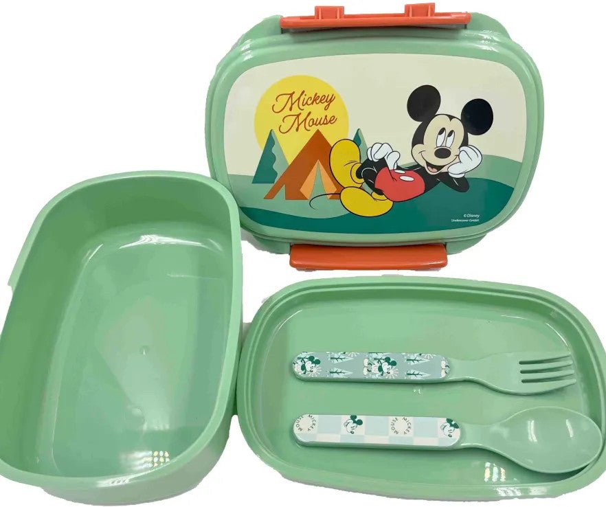 Disney Mickey Nature Brotdose mit Besteck für Kinder – 18 × 13 × 6,5 cm