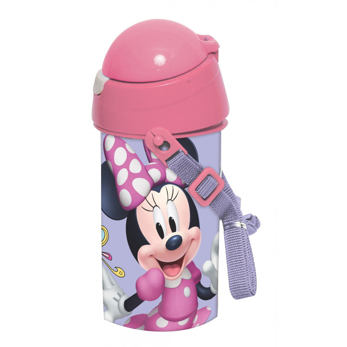 Disney Minnie Smiles Sport-Trinkflasche aus Kunststoff mit Strohhalm für Kinder – 500 ml