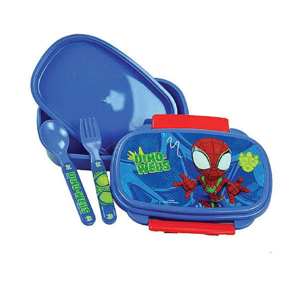 Spiderman Dino-Webs Brotdose mit Besteck für Kinder – 18 × 13 × 6,5 cm