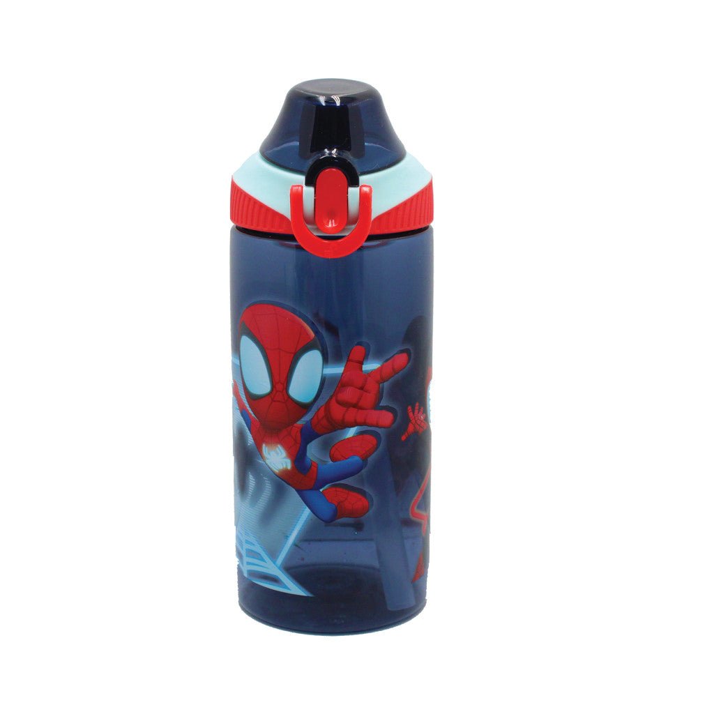 Spiderman Spidey Web Kunststoff-Trinkflasche mit Strohhalm für Kinder – 450 ml