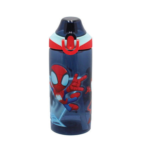 Spiderman Spidey Web Kunststoff-Trinkflasche mit Strohhalm für Kinder – 450 ml