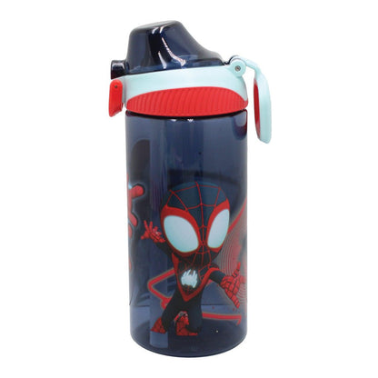 Spiderman Spidey Web Kunststoff-Trinkflasche mit Strohhalm für Kinder – 450 ml