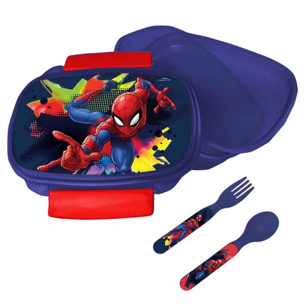 Spiderman Splotch Brotdose mit Besteck für Kinder – 18 × 13 × 6,5 cm