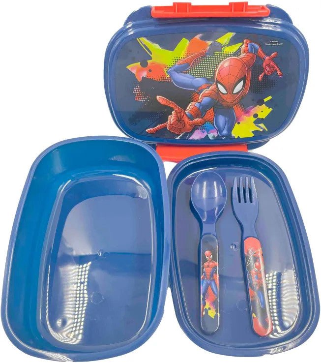 Spiderman Splotch Brotdose mit Besteck für Kinder – 18 × 13 × 6,5 cm