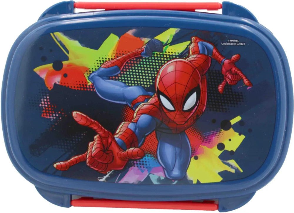 Spiderman Splotch Brotdose mit Besteck für Kinder – 18 × 13 × 6,5 cm