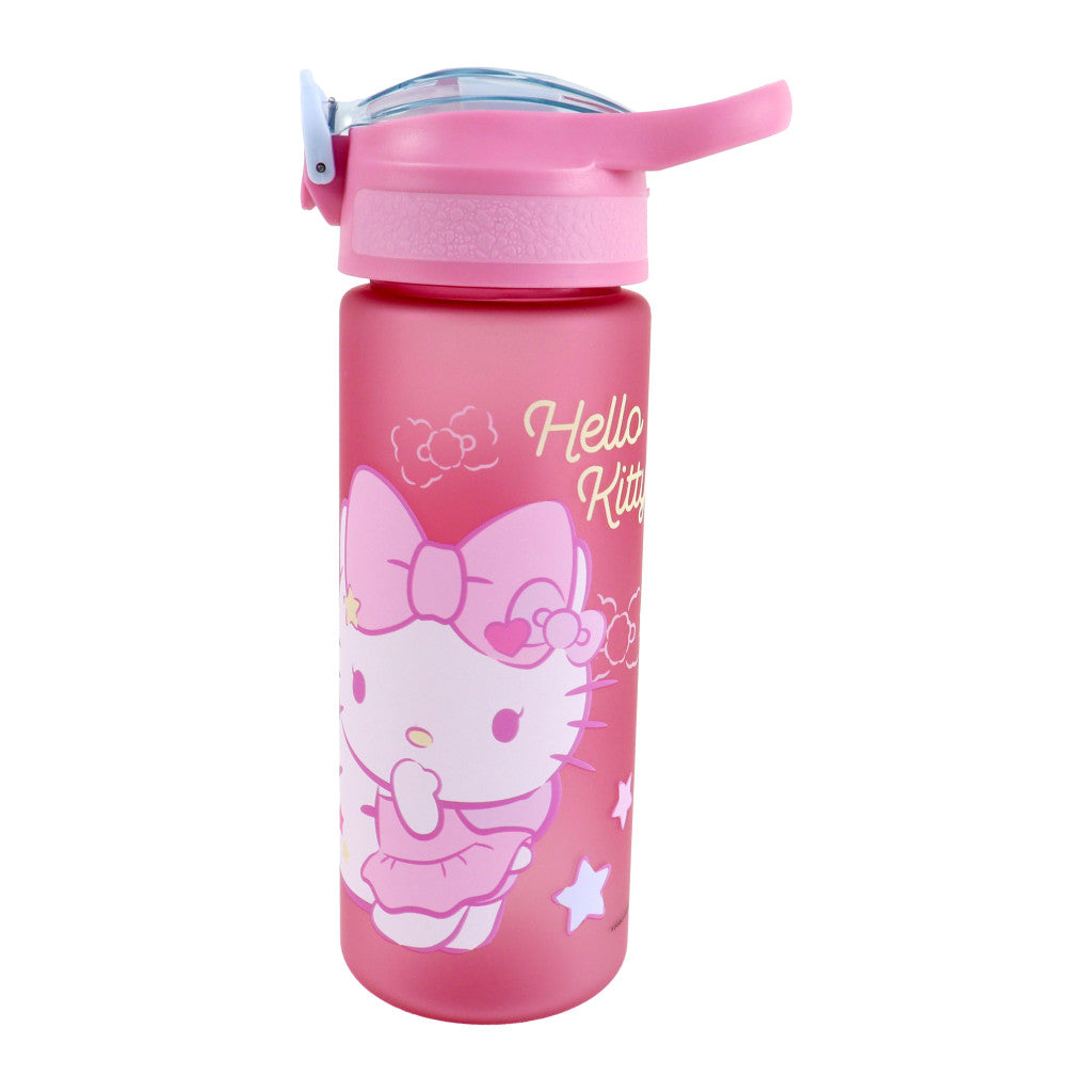 Hello Kitty Unicorn Kunststoff-Matte Kunststoff-Trinkflasche mit Strohhalm für Kinder – 600 ml, BPA-frei