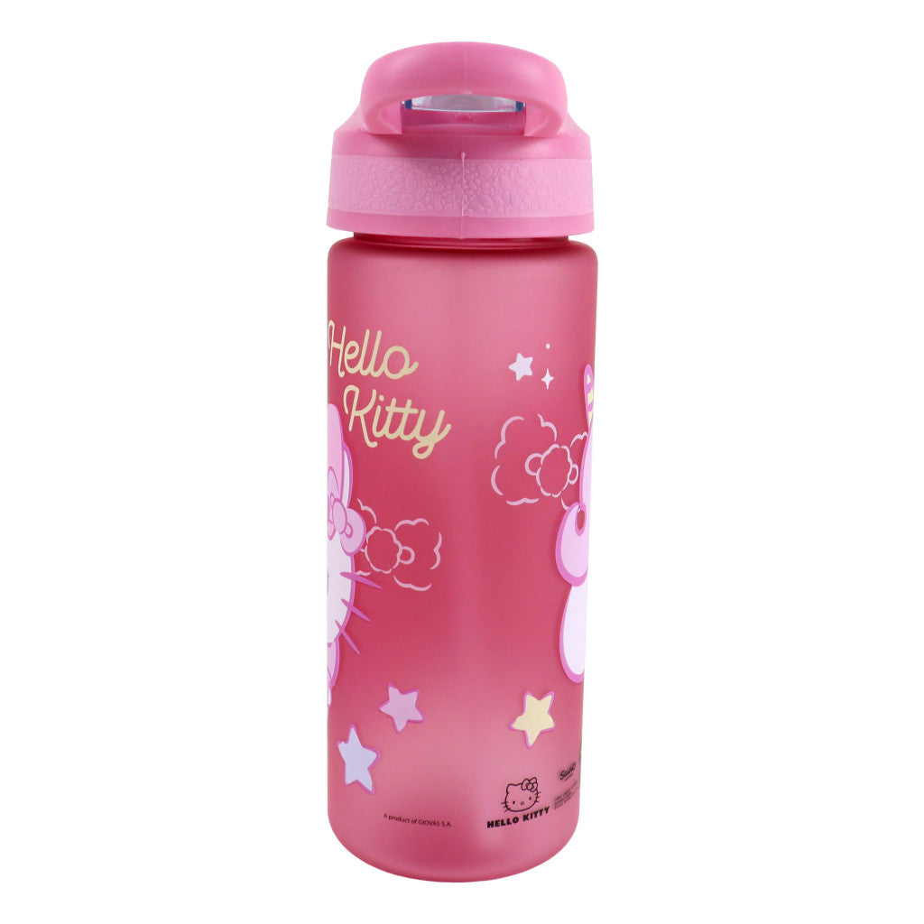 Hello Kitty Unicorn Kunststoff-Matte Kunststoff-Trinkflasche mit Strohhalm für Kinder – 600 ml, BPA-frei