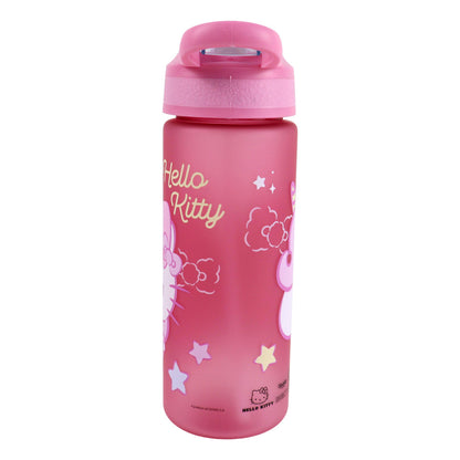 Hello Kitty Unicorn Kunststoff-Matte Kunststoff-Trinkflasche mit Strohhalm für Kinder – 600 ml, BPA-frei