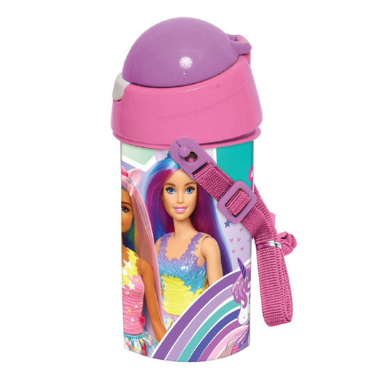 Barbie Love Sport Plastic Water Bottle with Straw for Kids – 500 ml